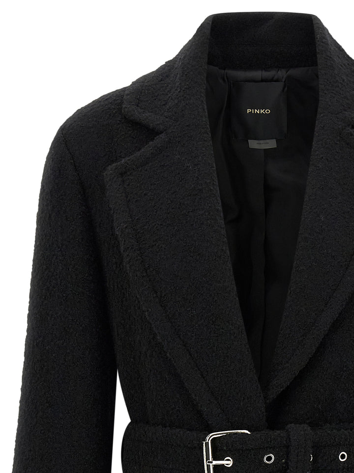 PINKO Black Polyester Coat