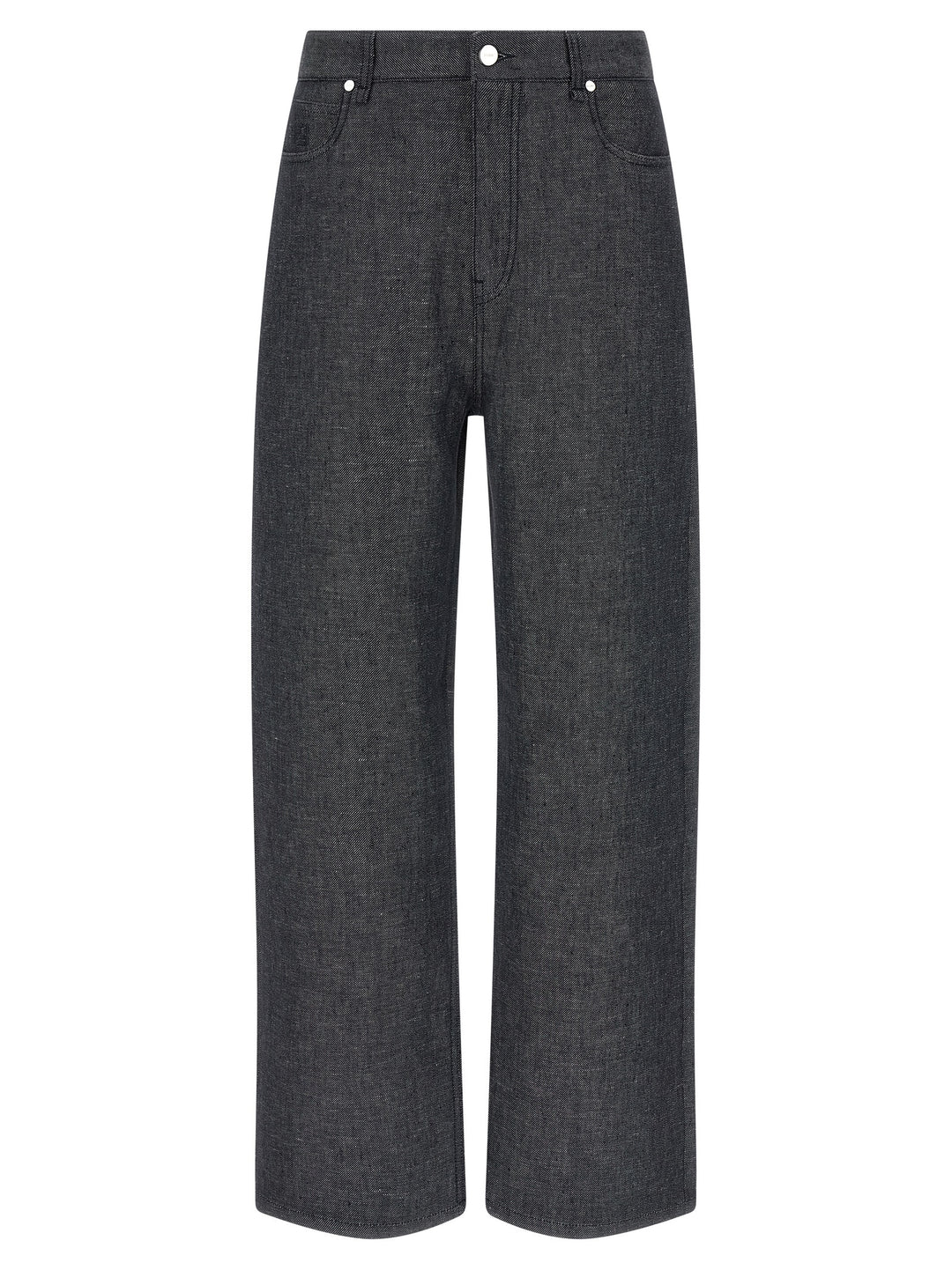 Fendi Gray Linen Straight-Leg Jeans