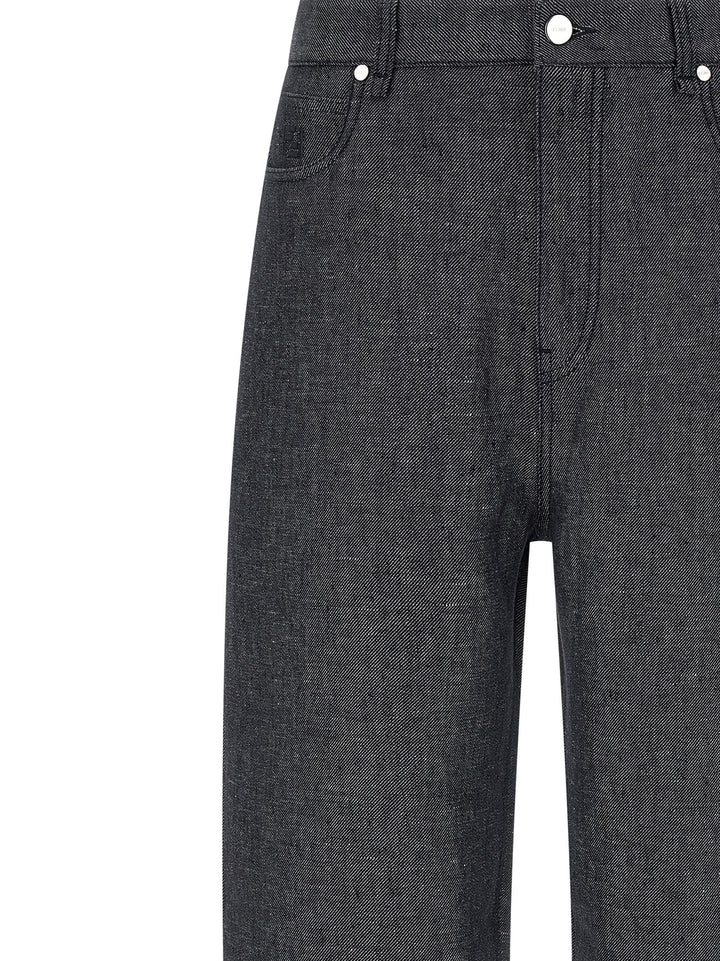 Fendi Gray Linen Straight-Leg Jeans