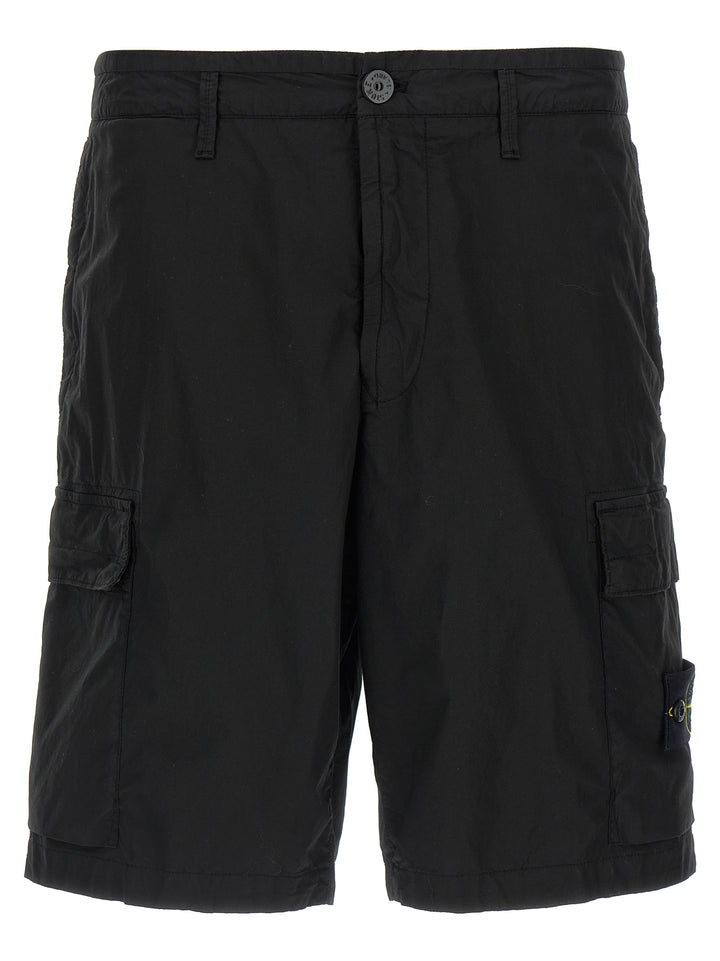 Stone Island Black Cotton Bermuda Shorts