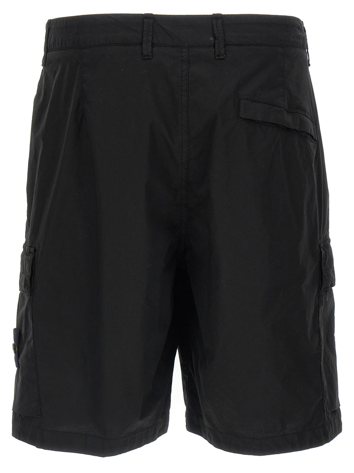 Stone Island Black Cotton Bermuda Shorts