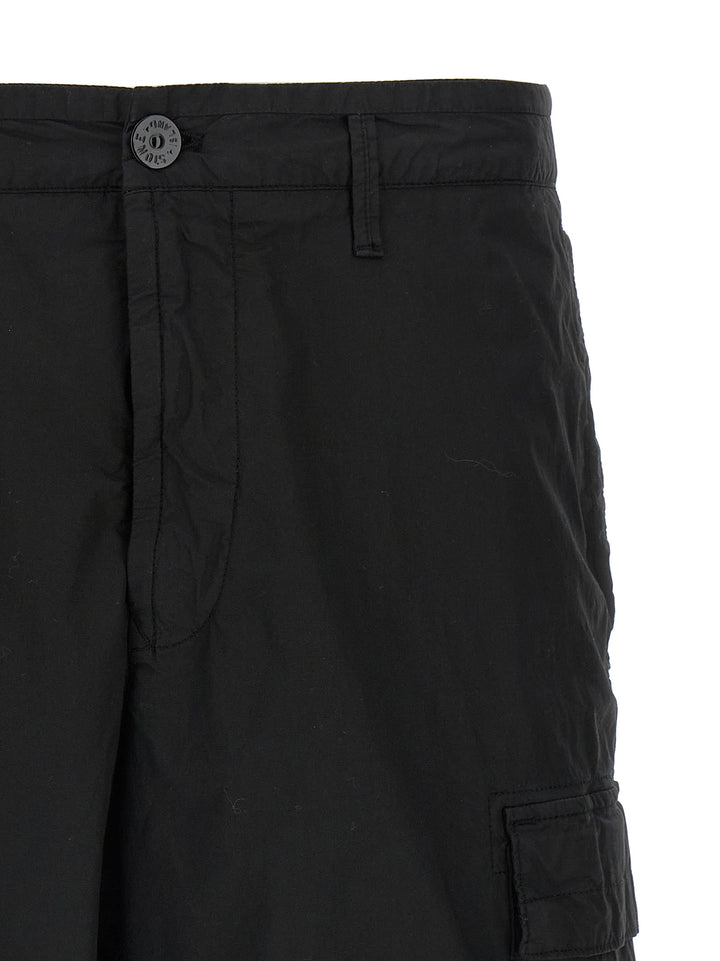 Stone Island Black Cotton Bermuda Shorts