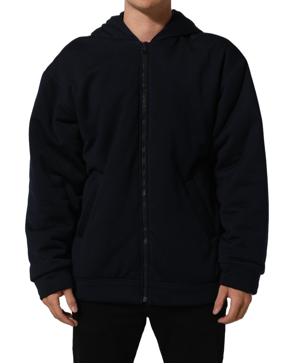 Dolce &amp; Gabbana Black Cotton Full Zip Hooded Bomber Jacket