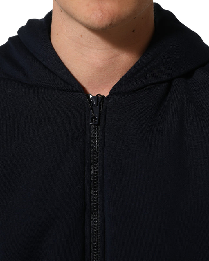 Dolce &amp; Gabbana Black Cotton Full Zip Hooded Bomber Jacket