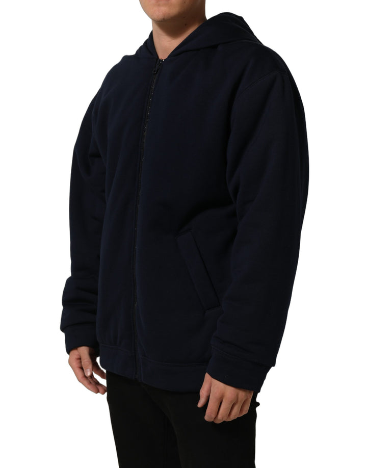 Dolce &amp; Gabbana Black Cotton Full Zip Hooded Bomber Jacket