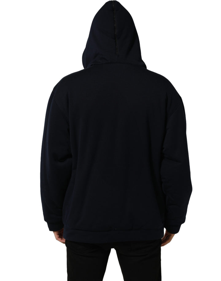 Dolce &amp; Gabbana Black Cotton Full Zip Hooded Bomber Jacket