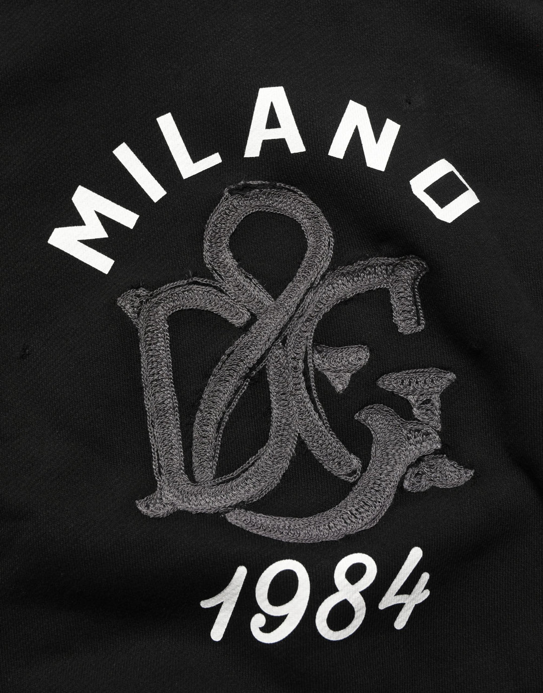 Dolce &amp; Gabbana Black Cotton Milano1984 Print Hoodie Sweater