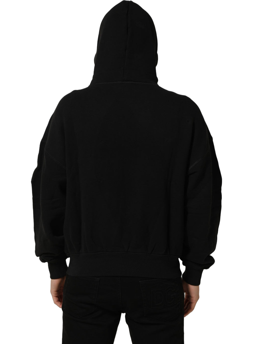 Dolce &amp; Gabbana Black Cotton Milano1984 Print Hoodie Sweater