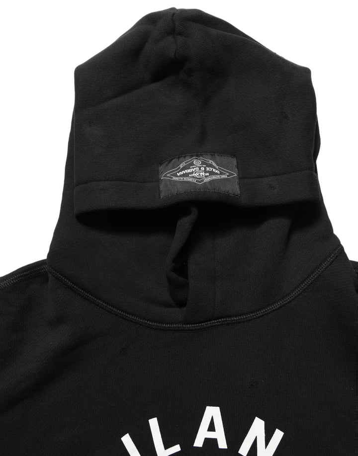 Dolce &amp; Gabbana Black Cotton Milano1984 Print Hoodie Sweater