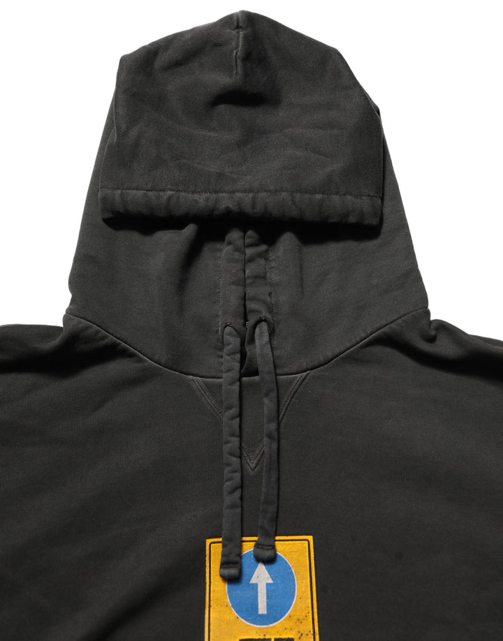 Dolce &amp; Gabbana Black Cotton Logo Hooded Oversize Sweater