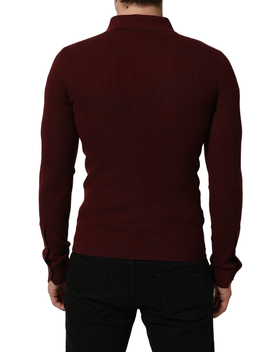 Dolce &amp; Gabbana Burgundy Wool Button Down Cardigan Sweater