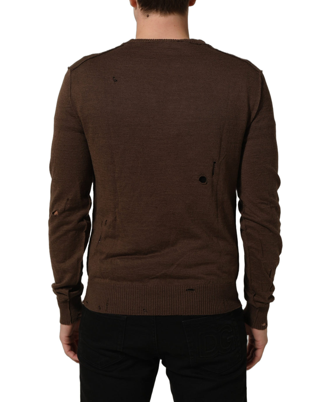 Dolce &amp; Gabbana Brown Flax Buttoned V-neck Pullover Sweater