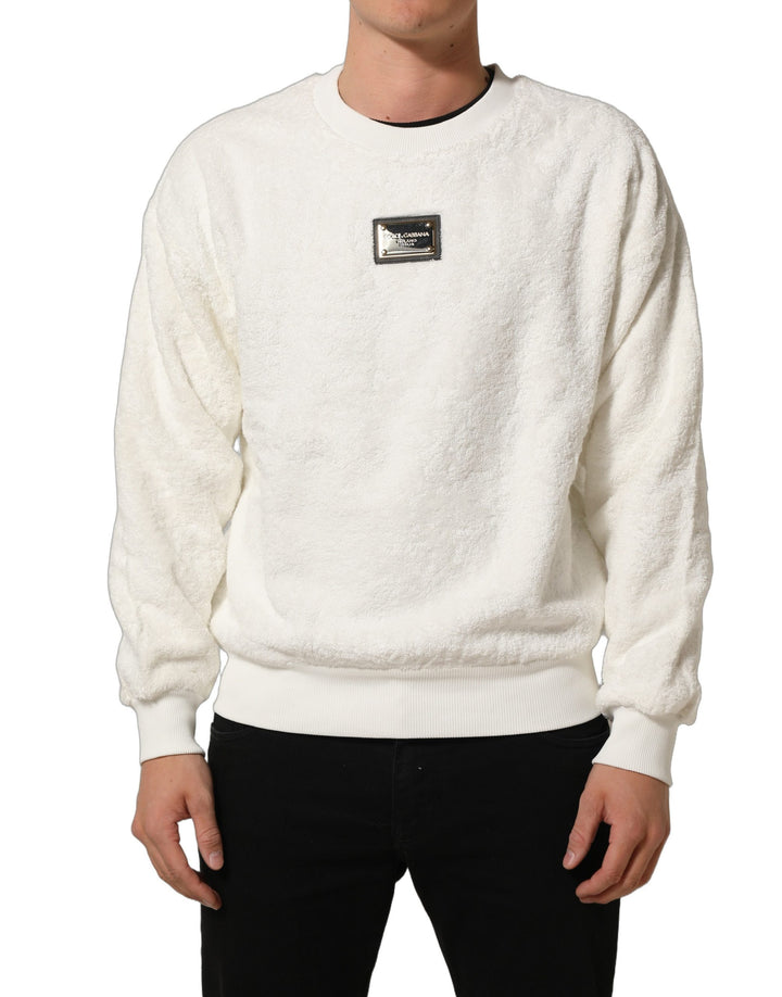 Dolce &amp; Gabbana White LogoPlaque CrewNeck Sweatshirt Sweater