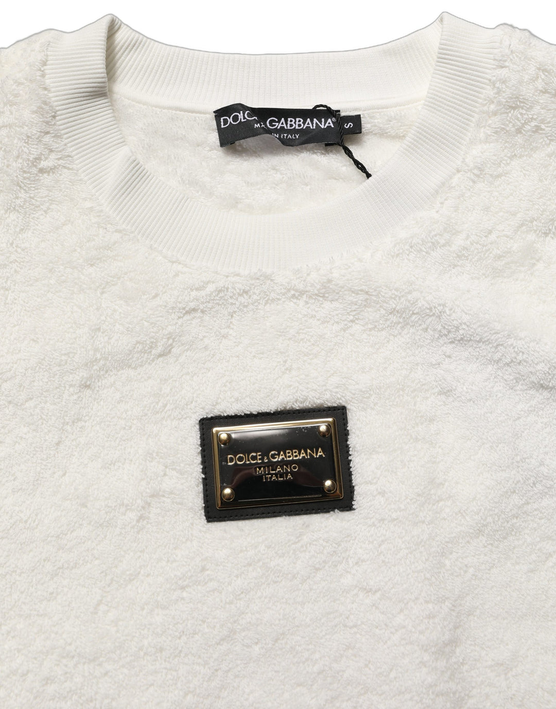 Dolce &amp; Gabbana White LogoPlaque CrewNeck Sweatshirt Sweater