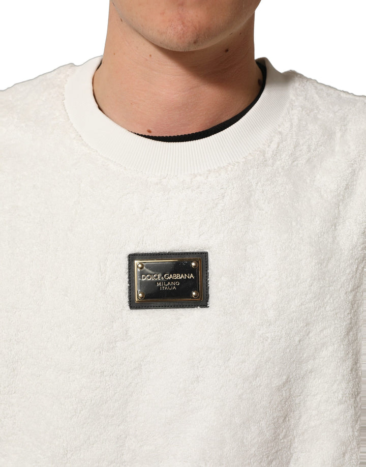 Dolce &amp; Gabbana White LogoPlaque CrewNeck Sweatshirt Sweater