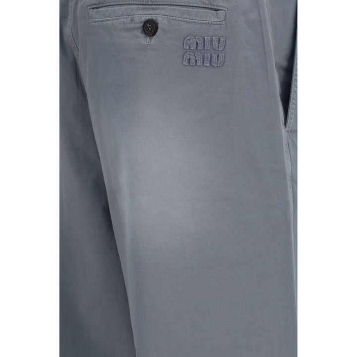 Miu Miu Gray Cotton Casual Pants