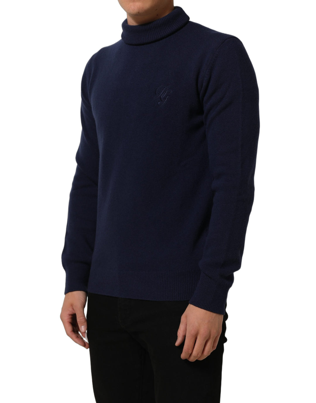 Dolce &amp; Gabbana Blue Wool Knit Turtleneck Pullover Sweater