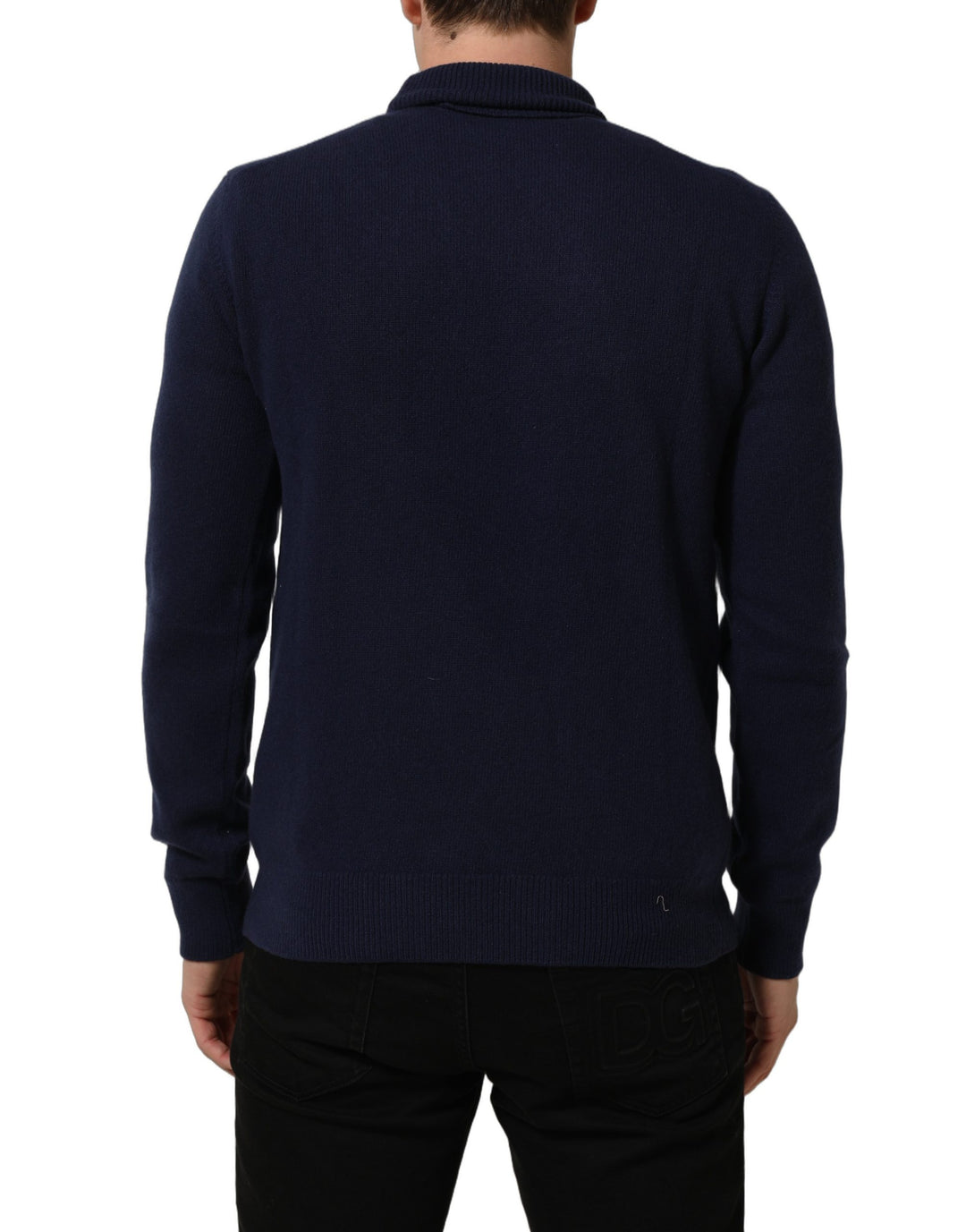 Dolce &amp; Gabbana Blue Wool Knit Turtleneck Pullover Sweater