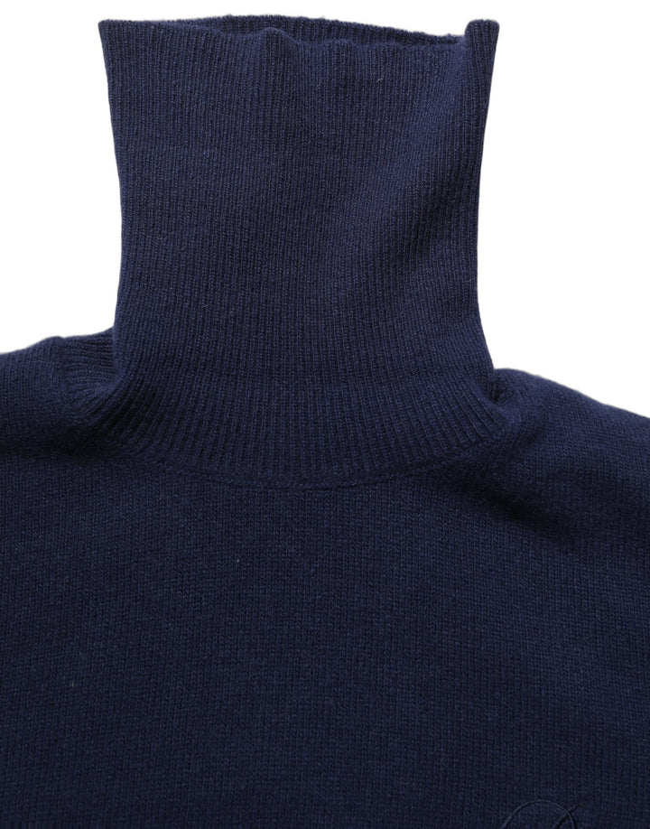 Dolce &amp; Gabbana Blue Wool Knit Turtleneck Pullover Sweater