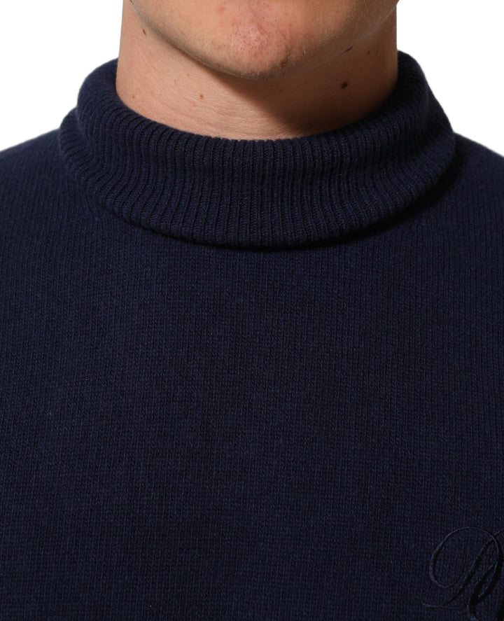 Dolce &amp; Gabbana Blue Wool Knit Turtleneck Pullover Sweater