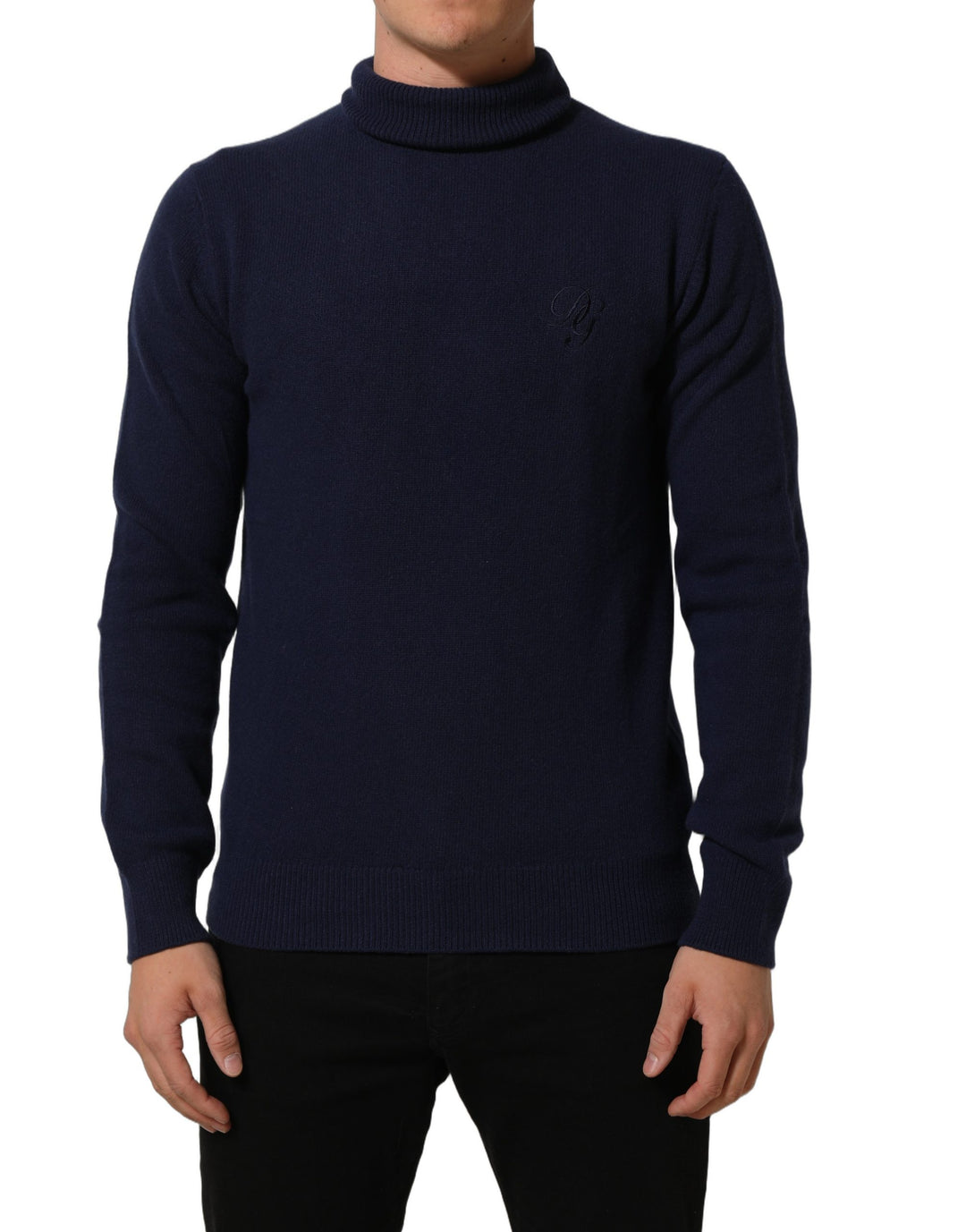 Dolce &amp; Gabbana Blue Wool Knit Turtleneck Pullover Sweater