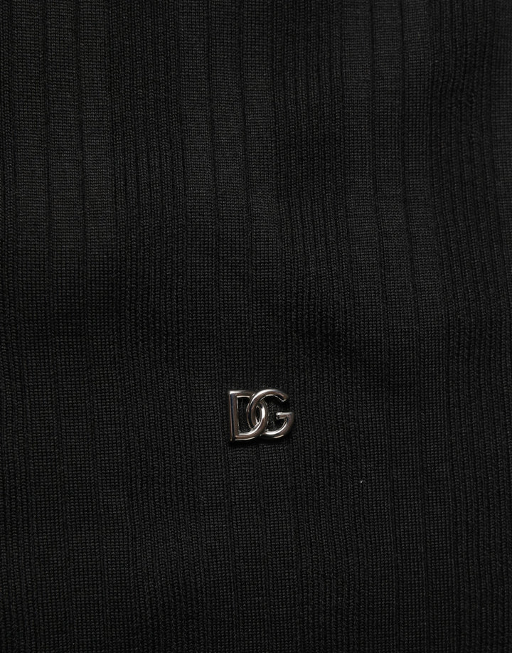 Dolce &amp; Gabbana Black Silk Blend Henley Pullover Men Sweater