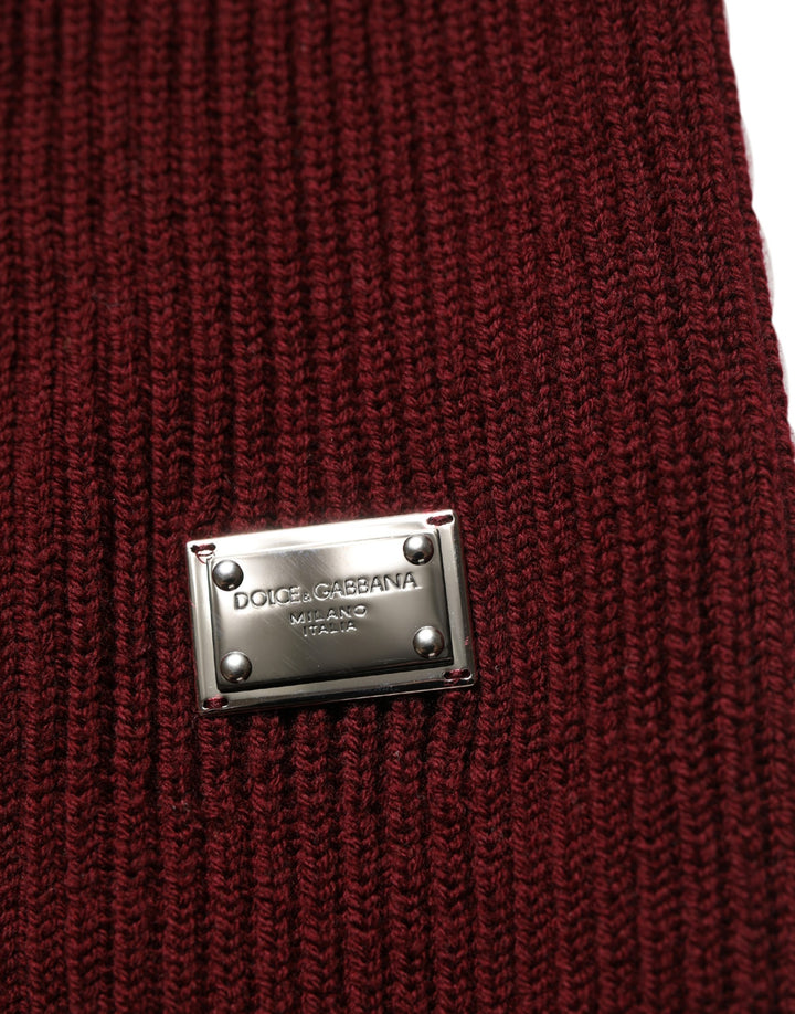 Dolce &amp; Gabbana Burgundy Wool Half Zip Men Pullover Sweater