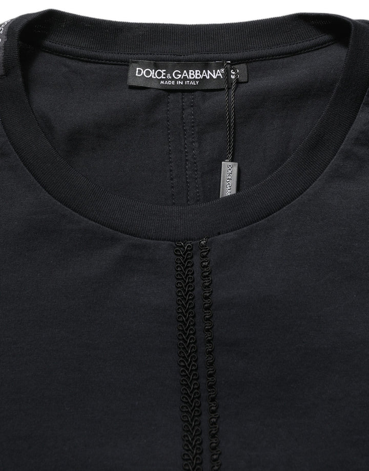 Dolce &amp; Gabbana Dark Blue Cotton Round Neck Pullover Sweater