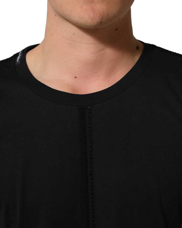 Dolce &amp; Gabbana Dark Blue Cotton Round Neck Pullover Sweater