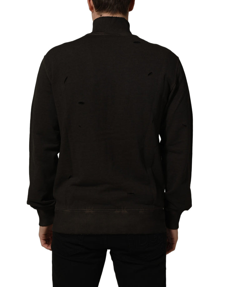 Dolce &amp; Gabbana Brown Logo Print Full Zip Sweatshirt Sweater