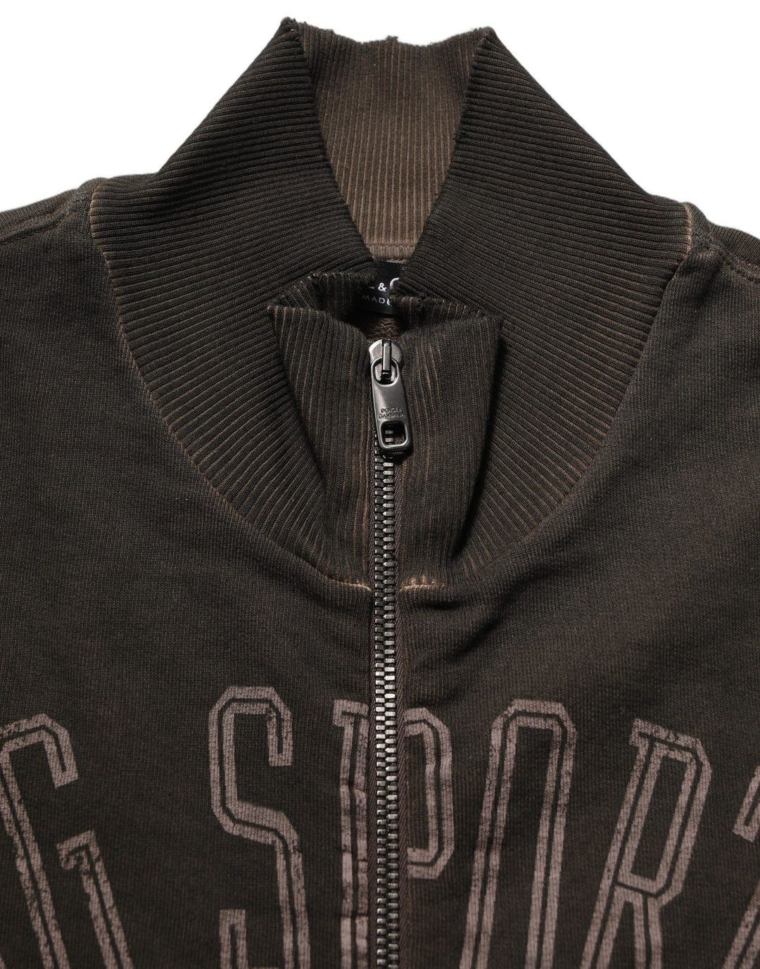 Dolce &amp; Gabbana Brown Logo Print Full Zip Sweatshirt Sweater