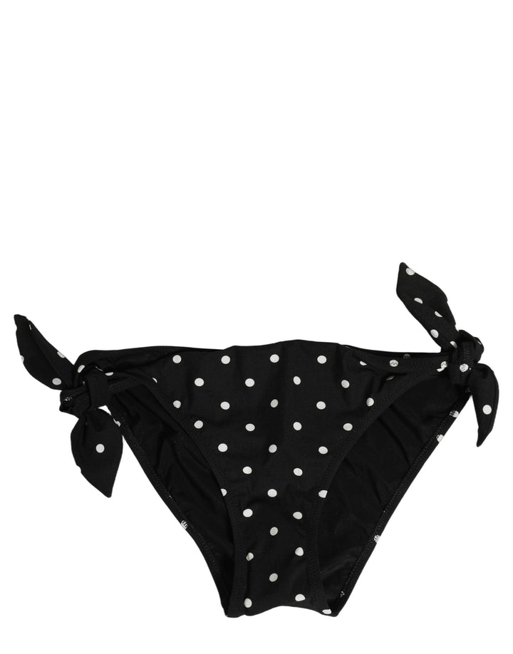 Dolce &amp; Gabbana Black Polka Dot Swimwear Beachwear Bottom Bikini