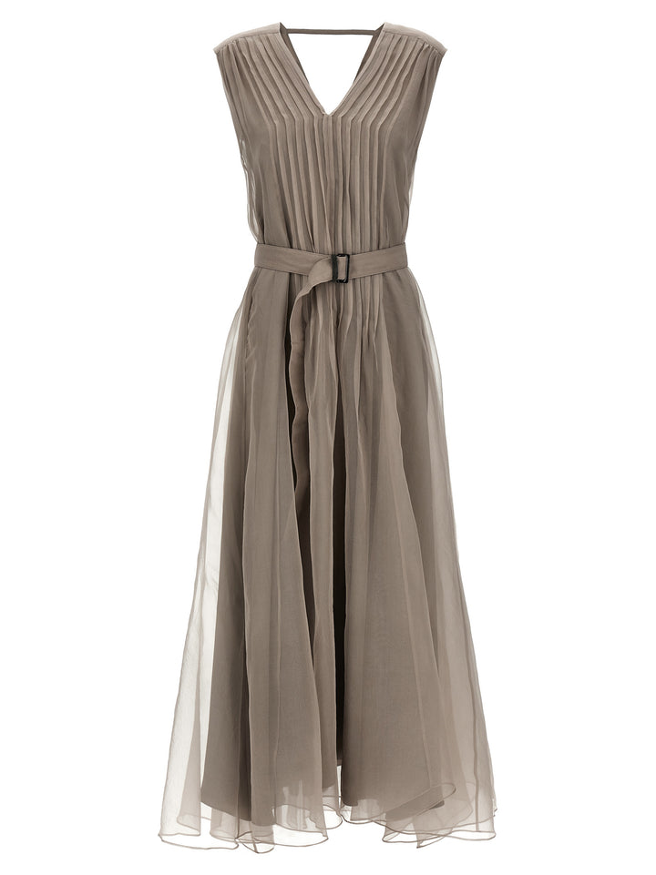 Brunello Cucinelli Beige Silk Long Dress