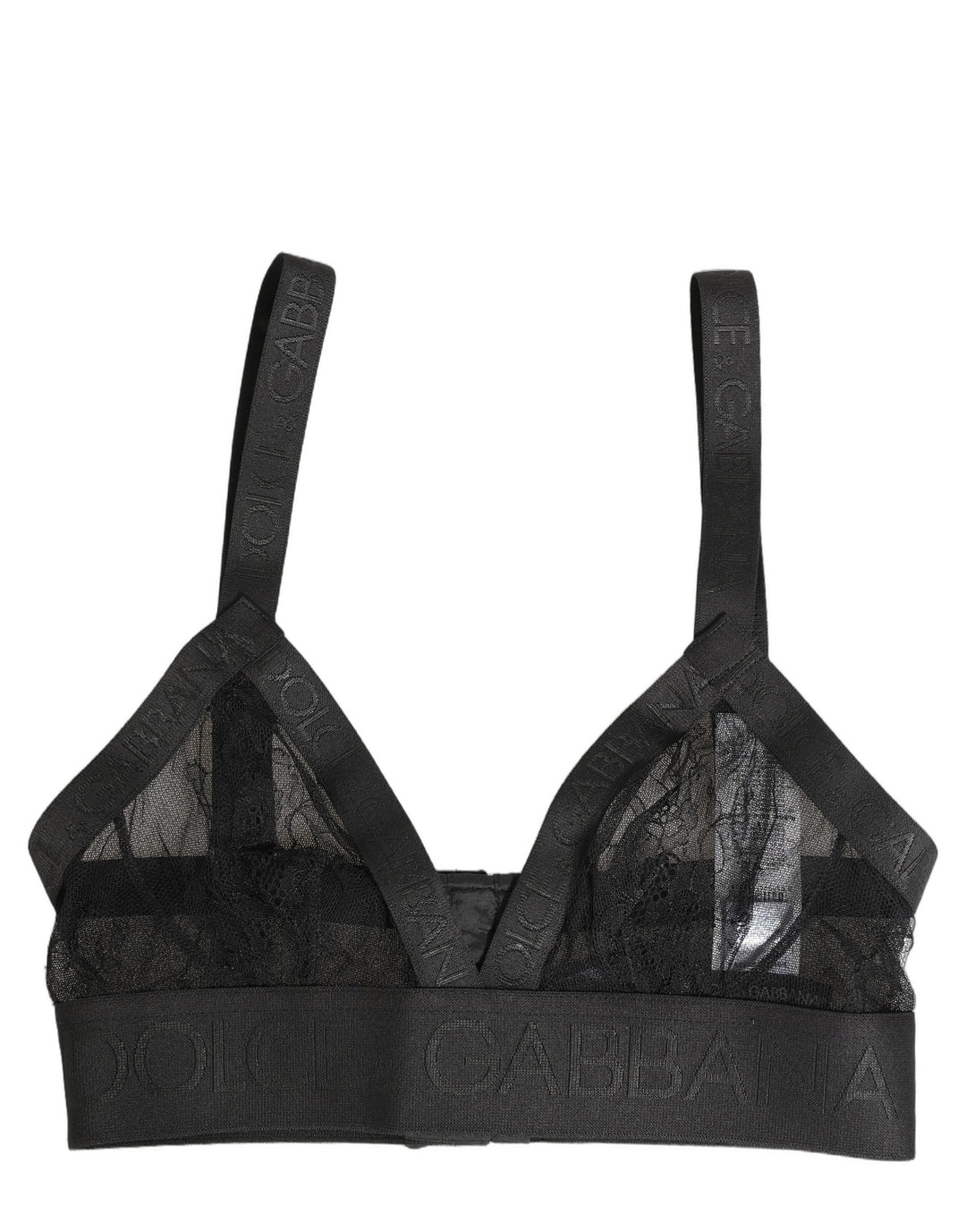Dolce &amp; Gabbana Black Logo Monogram Soft Cup Brassiere Underwear