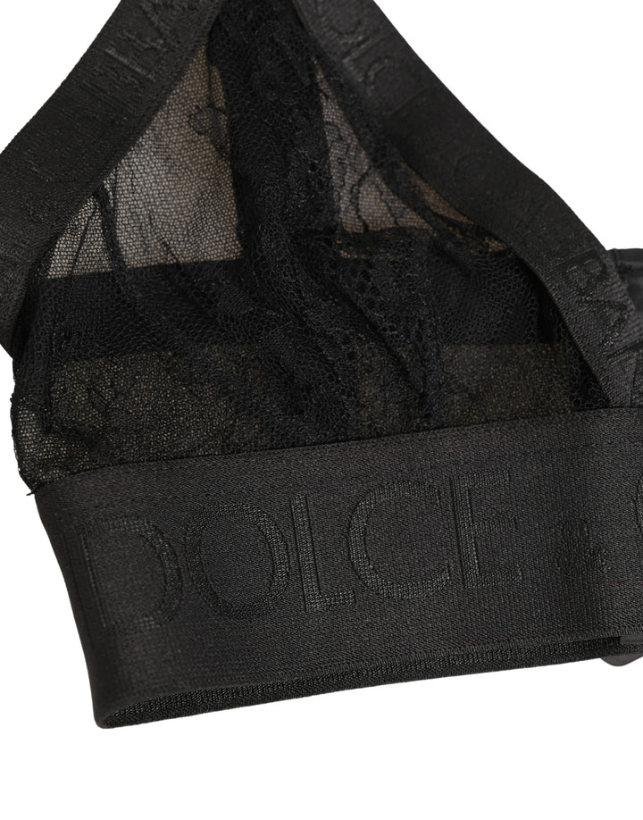 Dolce &amp; Gabbana Black Logo Monogram Soft Cup Brassiere Underwear