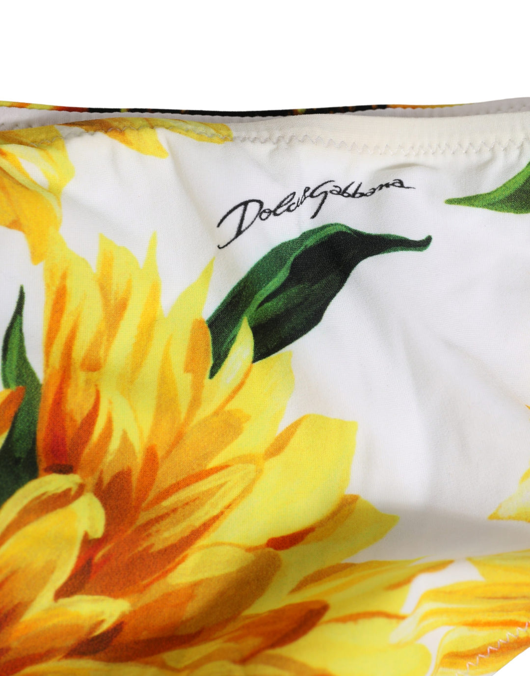 Dolce &amp; Gabbana Yellow Nylon Sunflower Bikini Bottom Swimwear