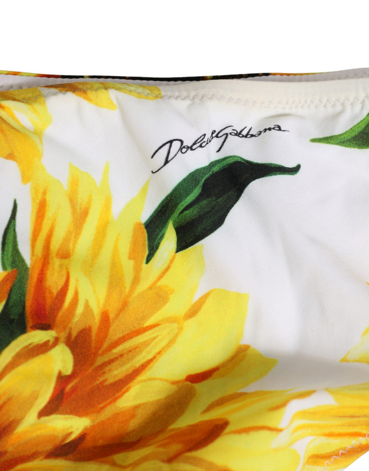 Dolce &amp; Gabbana Yellow Nylon Sunflower Bikini Bottom Swimwear