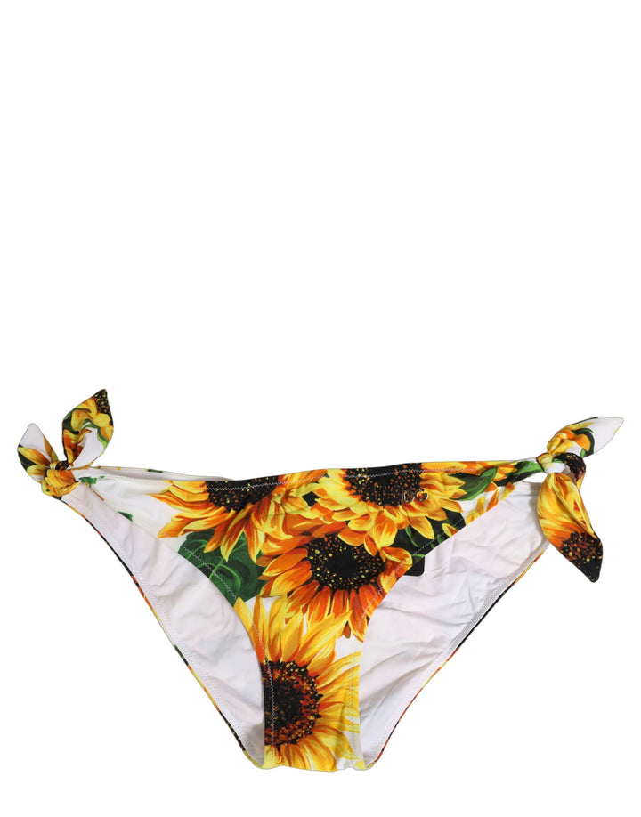 Dolce &amp; Gabbana Yellow Nylon Sunflower Bikini Bottom Swimwear