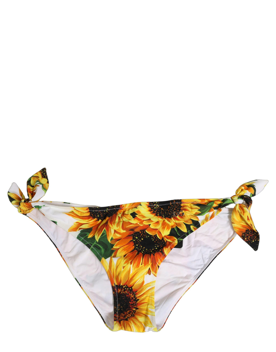 Dolce &amp; Gabbana Yellow Nylon Sunflower Bikini Bottom Swimwear