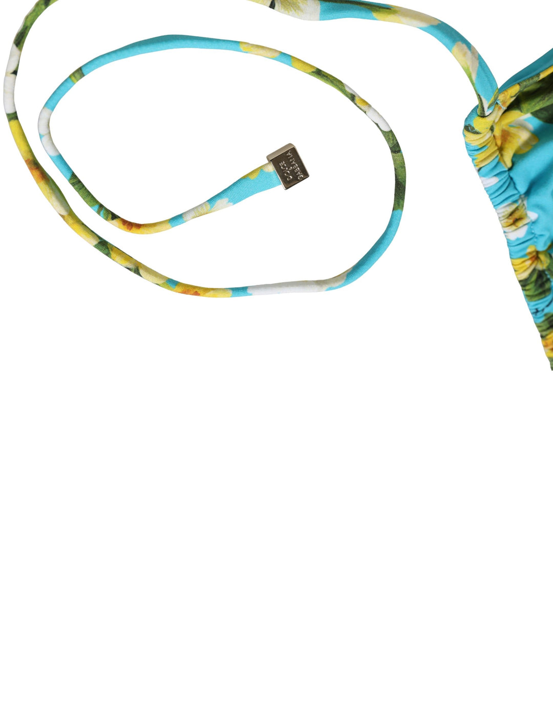 Dolce &amp; Gabbana Blue Floral Print Nylon Halter Bikini Top Swimwear