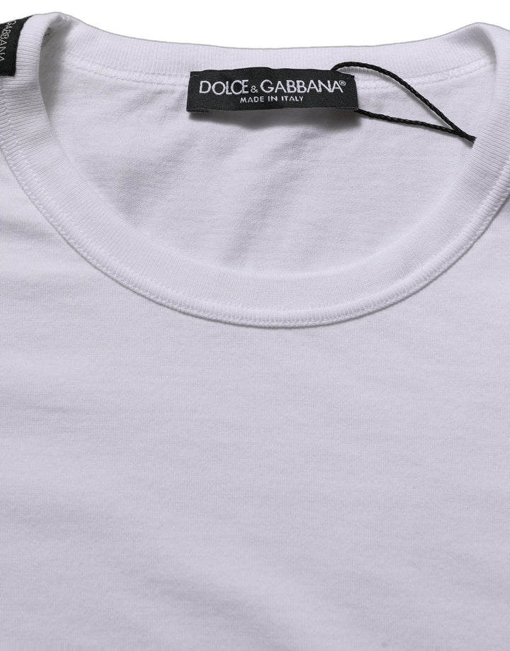 Dolce &amp; Gabbana White Cotton Short Sleeves CrewNeck T-shirt