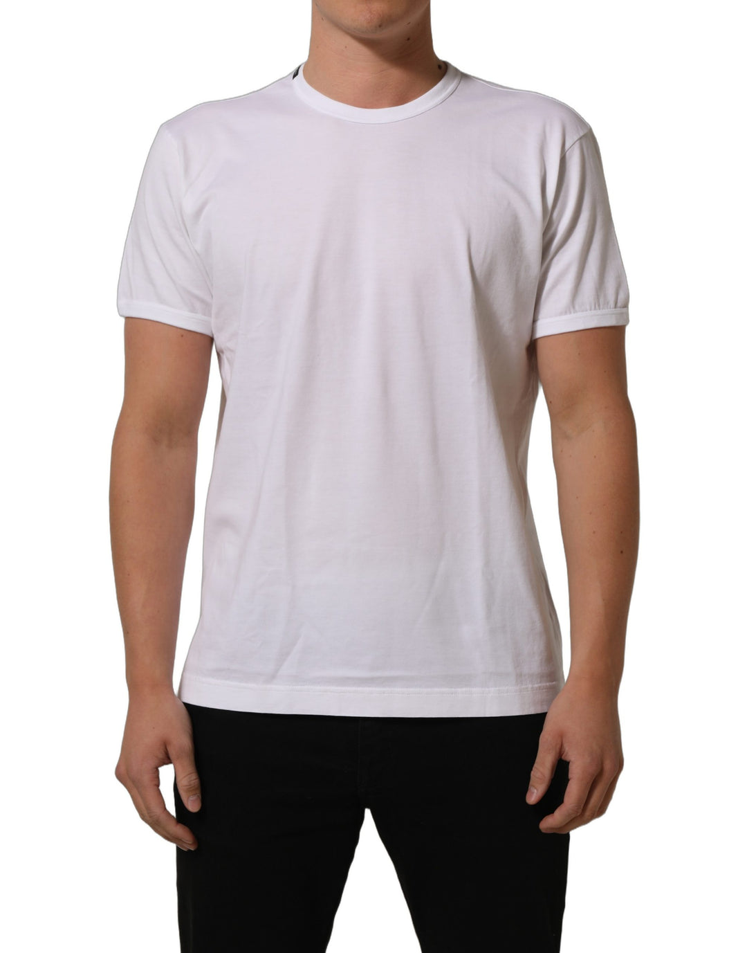 Dolce &amp; Gabbana White Cotton Short Sleeves CrewNeck T-shirt