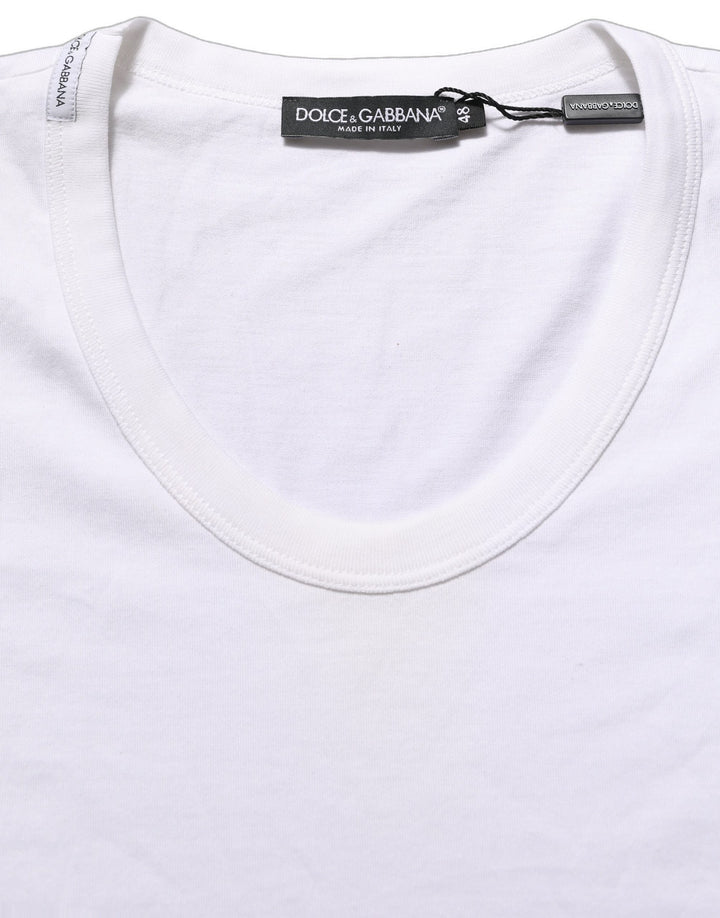 Dolce &amp; Gabbana White Cotton Short Sleeve Round Neck T-shirt