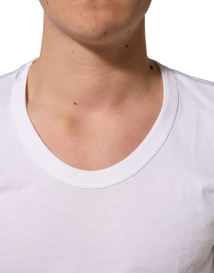 Dolce &amp; Gabbana White Cotton Short Sleeve Round Neck T-shirt