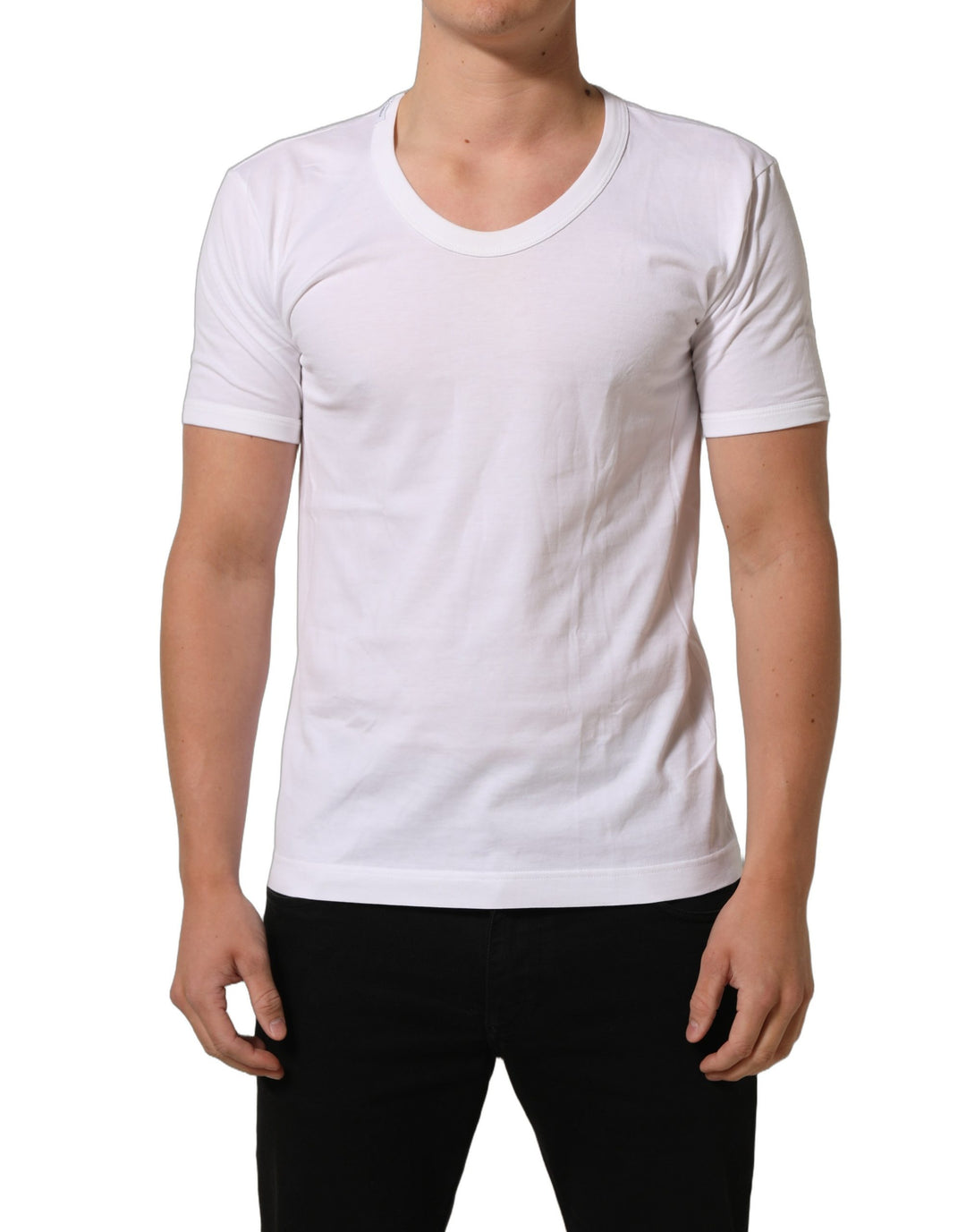 Dolce &amp; Gabbana White Cotton Short Sleeve Round Neck T-shirt