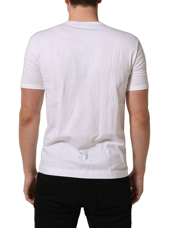 Dolce &amp; Gabbana White Cotton Short Sleeve Round Neck T-shirt