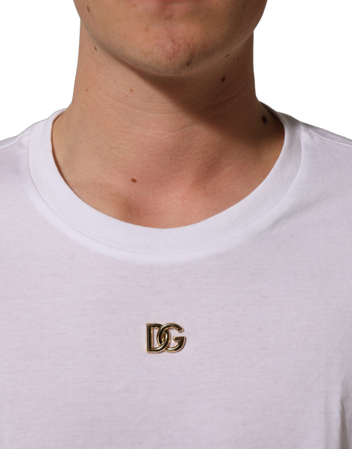Dolce &amp; Gabbana White Metal DG Logo Short Sleeves T-shirt