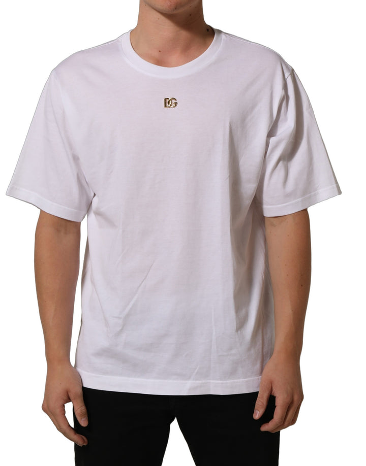 Dolce &amp; Gabbana White Metal DG Logo Short Sleeves T-shirt