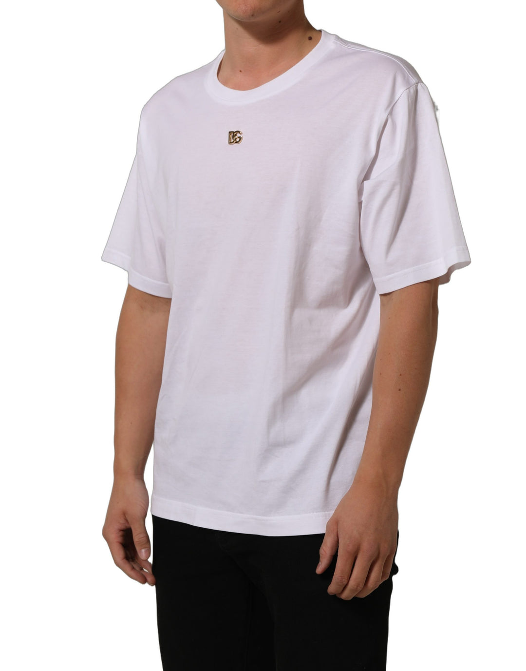 Dolce &amp; Gabbana White Metal DG Logo Short Sleeves T-shirt
