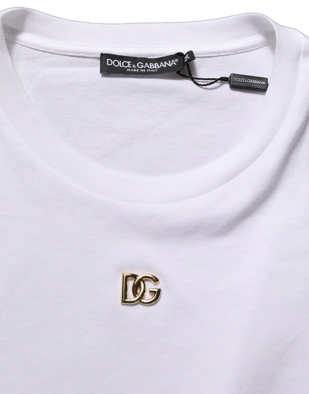Dolce &amp; Gabbana White Metal DG Logo Short Sleeves T-shirt